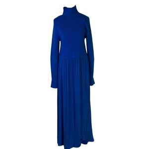 Anthropologie Womens Mare Mare Long Sleeve Slim Sweater Maxi‎ Dress Size XL Blue